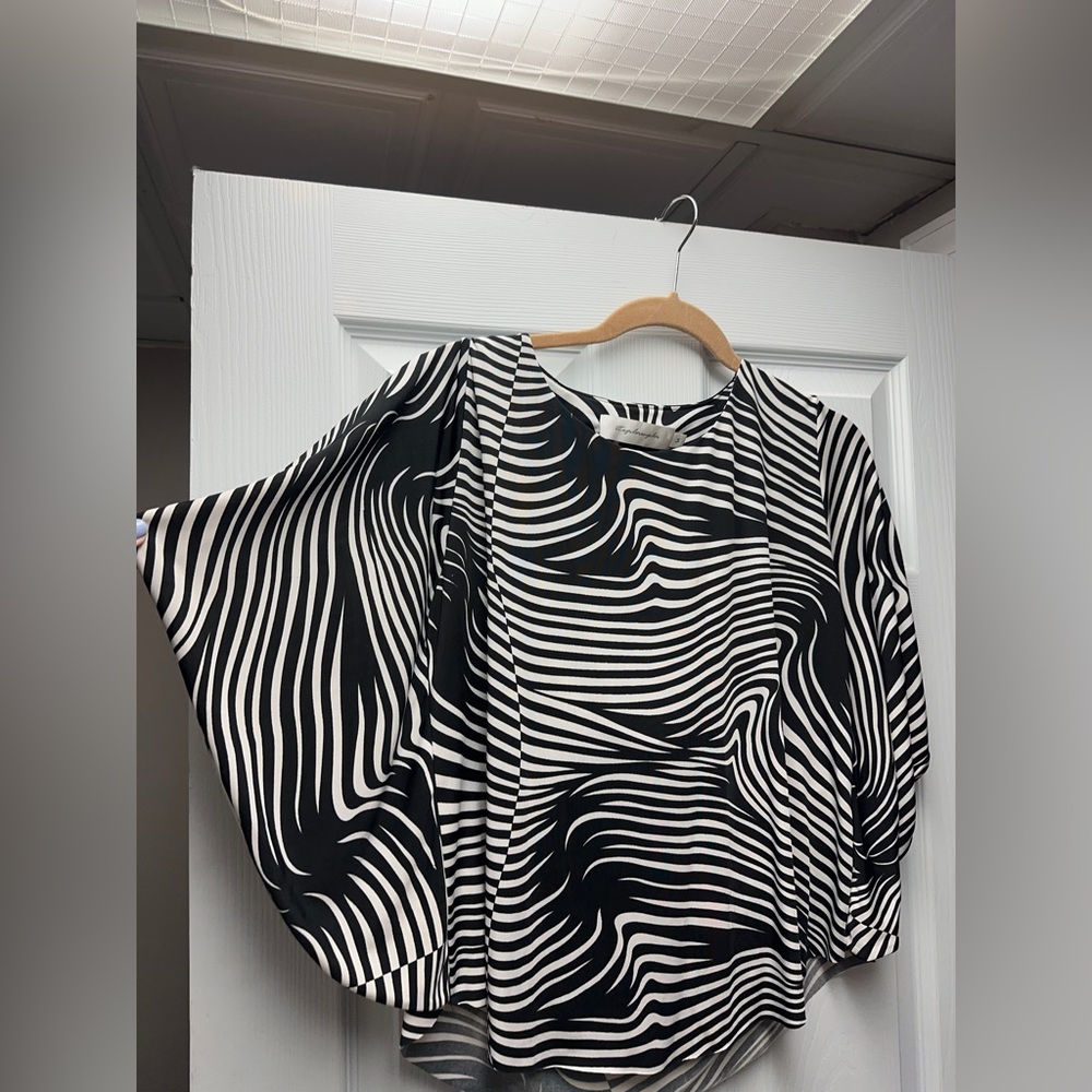 Zebra Patterned Fun Top With Wide Flared Sleeves,… - image 2